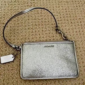 Silver sparkley coach wristlet